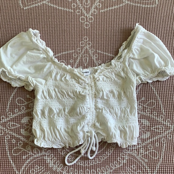 Garage White scrunch crop top - Picture 1 of 1